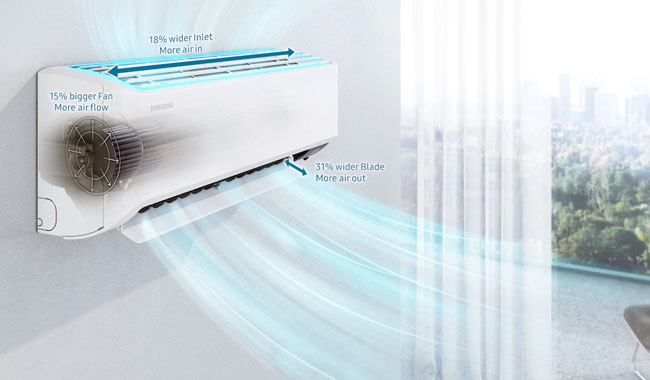แอร์ Samsung รุ่น S-Inverter ECO ทำความเย็นด้วยระบบ A.I. ลดเสียง ลดค่าไฟ มีระบบเย็นเร็ว